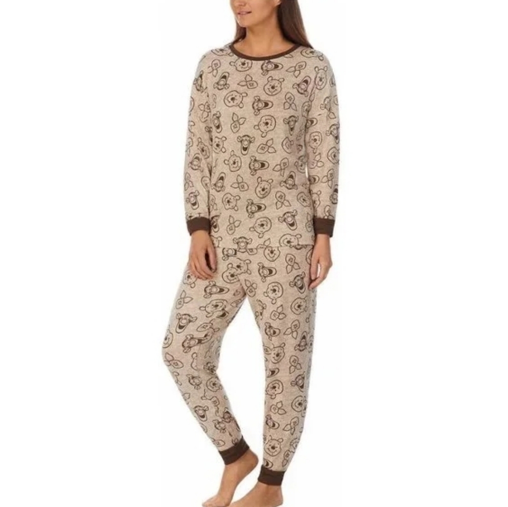 S • Disney • Tan & Brown Winnie The Pooh & Friends Printed Soft Pajama Set